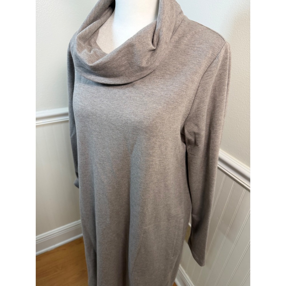 Pure Jill Casual Cowl Neck Long Sleeve Tunic Dress with Pockets Taupe Size S - Picture 2 of 11